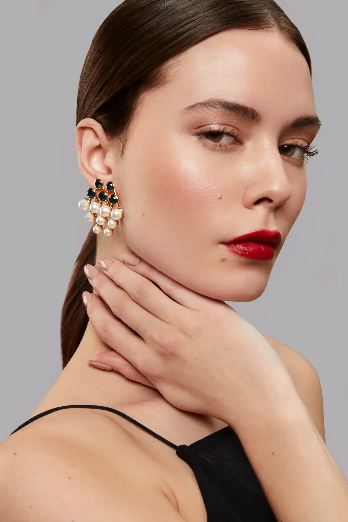 Lola Gem & Pearl Cluster Earrings